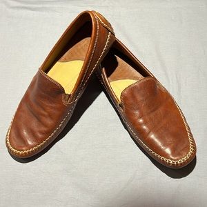 Johnston & Murphy Brown Leather Whipstitched Driving Loafers Mens Size 12